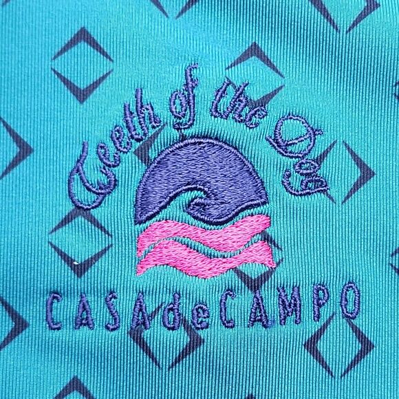 Greyson Mens Polo Shirt Size L Green Logo Print Short Sleeve Stretch Side Slit - Picture 7 of 10